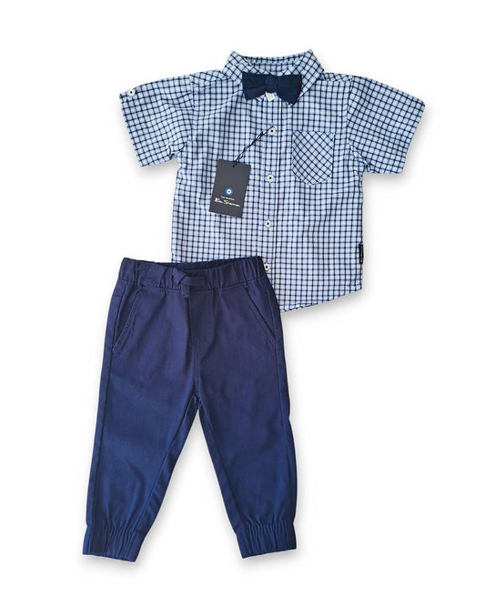 Ben Sherman conjunto pantalon azul camisa manga corta - Talla 12m 18m