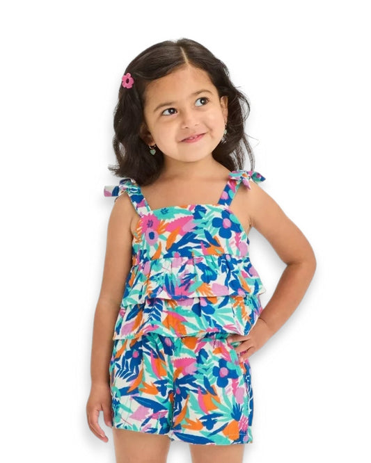 Cat & Jack conjunto 2 piezas short blusa floreado - Talla 12 meses