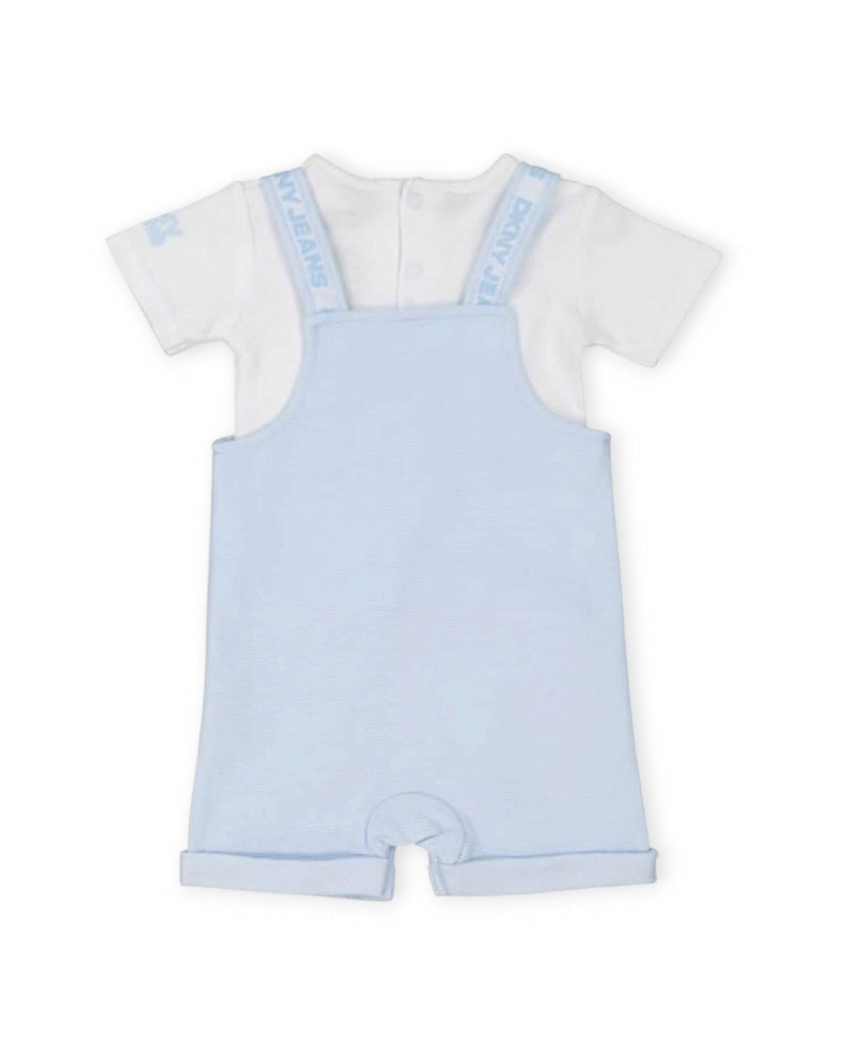 DKNY overall celeste y camiseta blanca - Talla 12a18 meses
