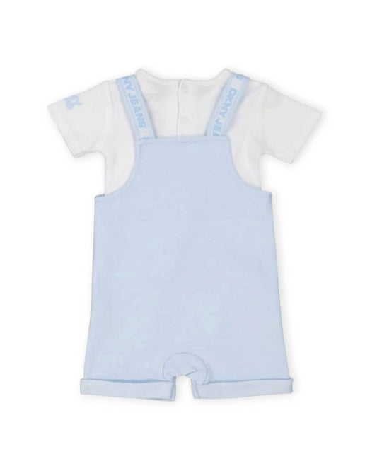 DKNY overall celeste y camiseta blanca - Talla 12a18 meses