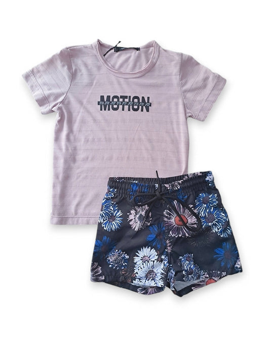 Jhonnie Fox conjunto camiseta y bermuda negra floreada niño - Talla 2T