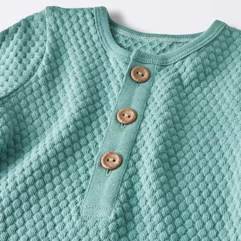 Cloud Island romper menta largo botones - Talla 3a6m 12m