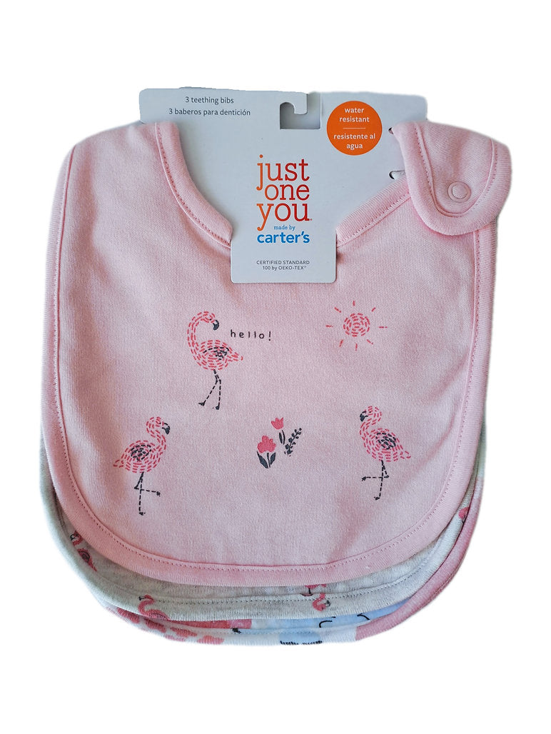 Carters set 3 baberos flamingos