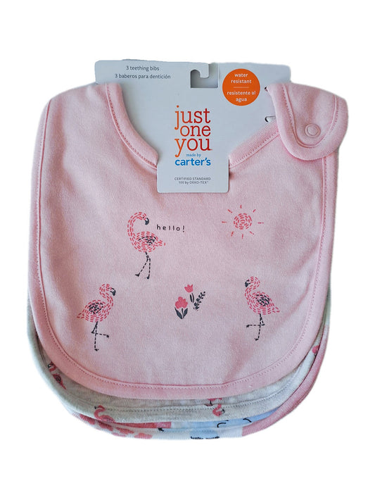 Carters set 3 baberos flamingos