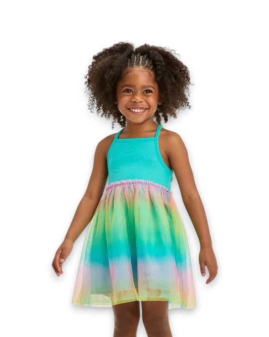 Cat & Jack vestido azul tutu multicolor con calzón - Talla 12 meses