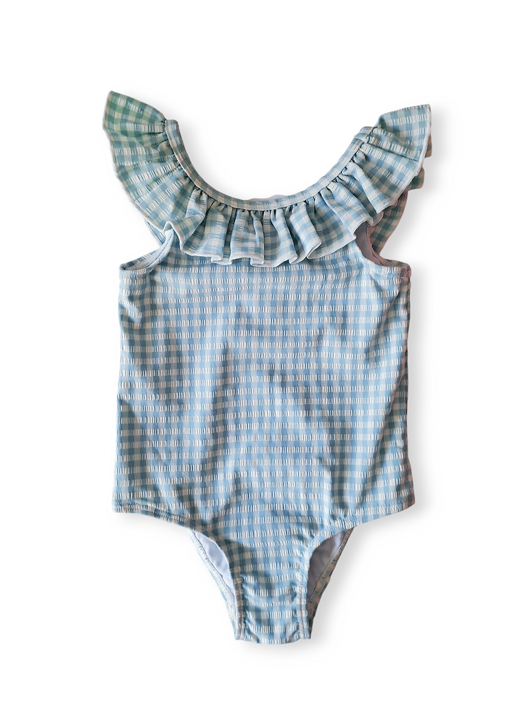 M & S traje de baño entero celeste blanco - Talla 2T