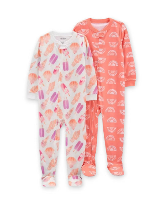 Carter's Set 2 pijamas pie cerrado zipper helado - Talla 2T
