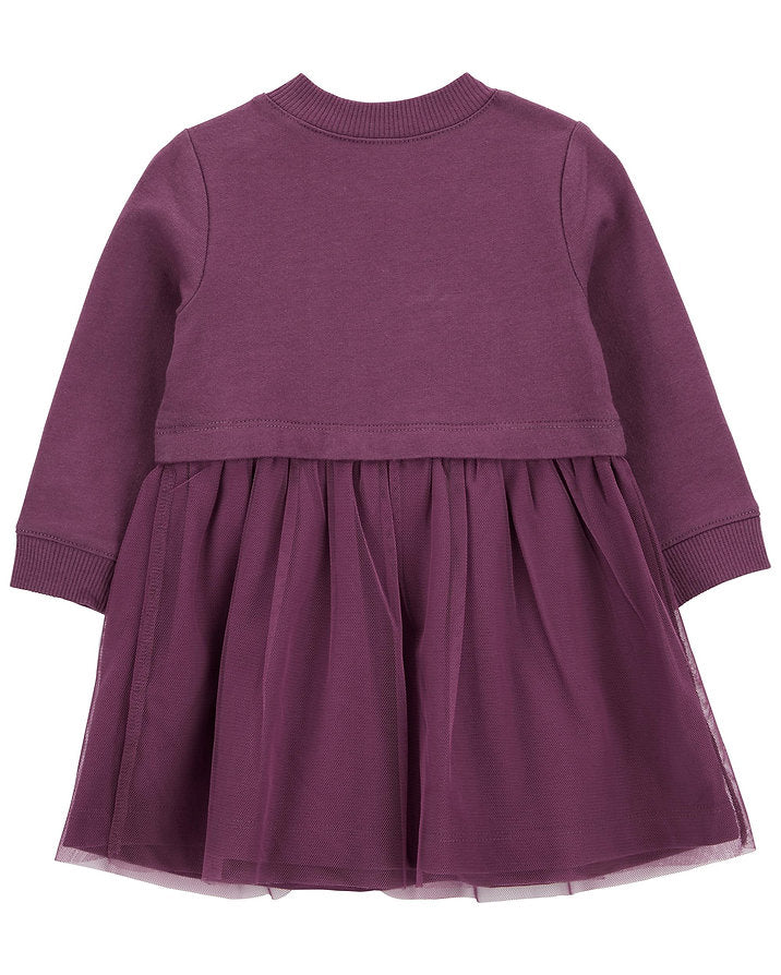 Carters Vestido morado corazon con calzón - Talla 3m