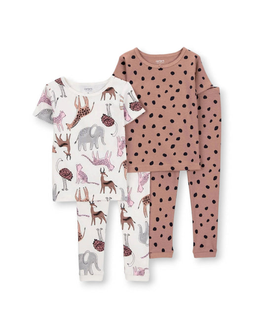 Carter's Set 2 pijamas manga corta animales  - Talla 3T