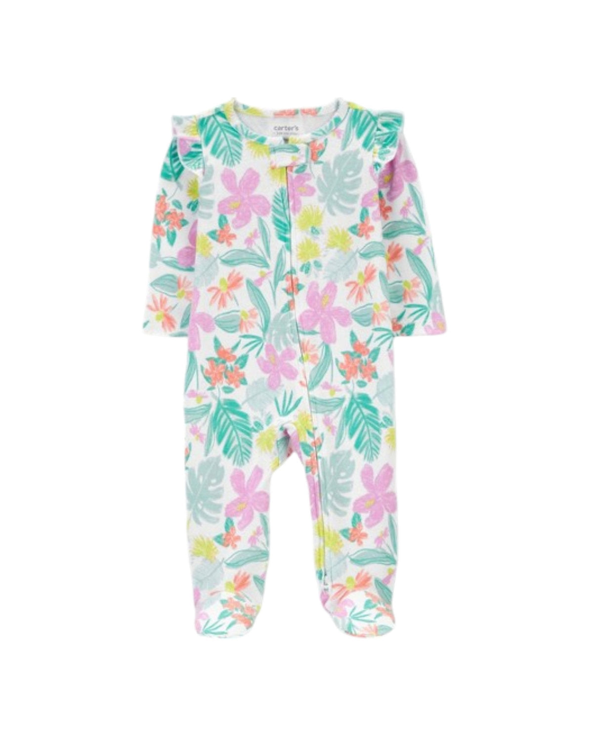 Carter's pijama floreada doble zipper pie cerrado - Talla 9m