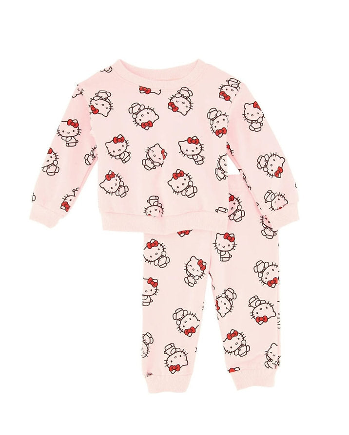 Hello Kitty conjunto rosa jogger y sueter manga larga - Talla 4T