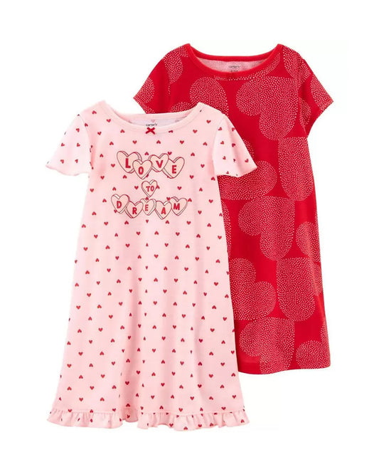 Carters set 2 pijama camison corazones - Talla 4/5