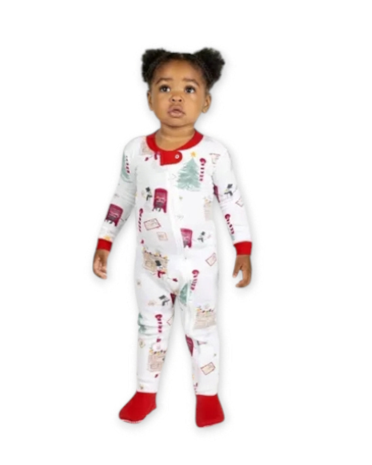 Burt's Bees Baby pijama blanca navidad pie cerrado zipper - Talla 18 meses