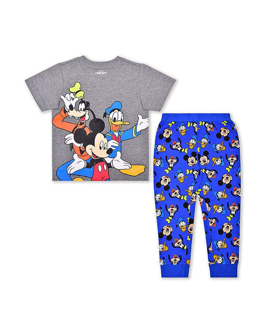 Mickey y amigos pijama pantalon azul camiseta gris - Talla 3T