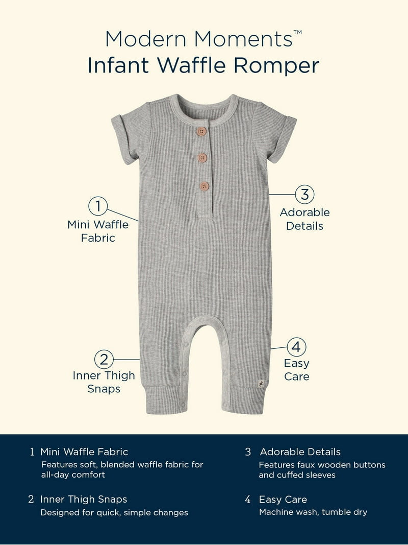 Gerber romper beige botones manga corta unisex - Talla 18 meses