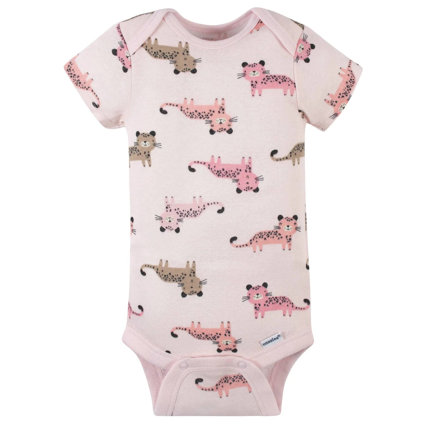 Gerber set 4 mamelucos manga corta leopardo rosa - Talla 12m 18m 24m