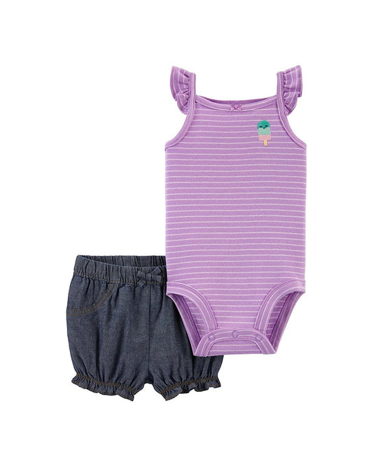 Carter's Set 2 piezas mameluco y short - Talla 9 meses