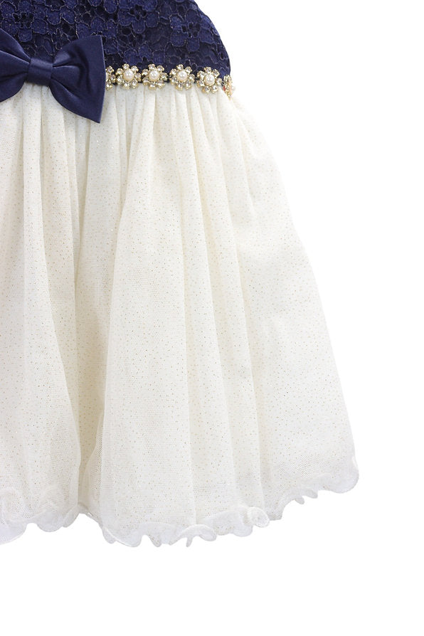 American Princess vestido formal azul blanco con calzón - Talla 24 meses