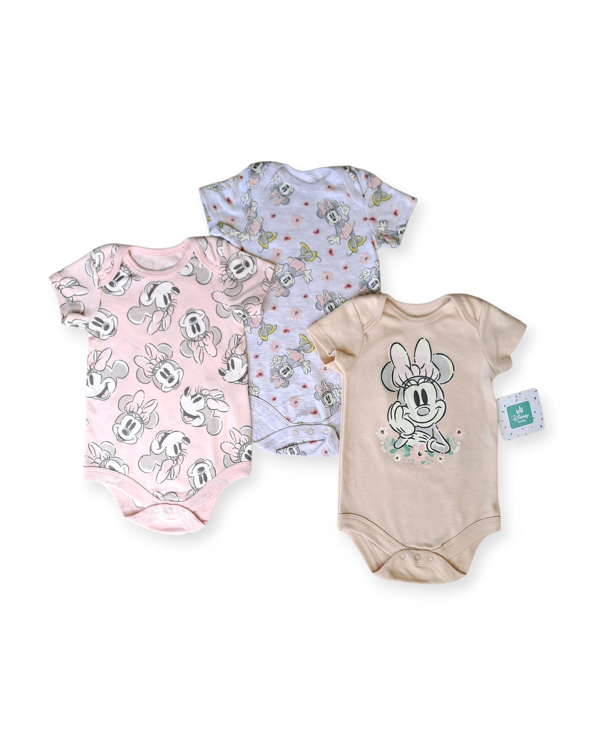 Disney Baby set 3 mamelucos manga corta Minnie - Talla 3a6 meses