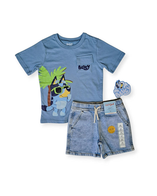 Bluey conjunto jean y camiseta azul - Talla 4T