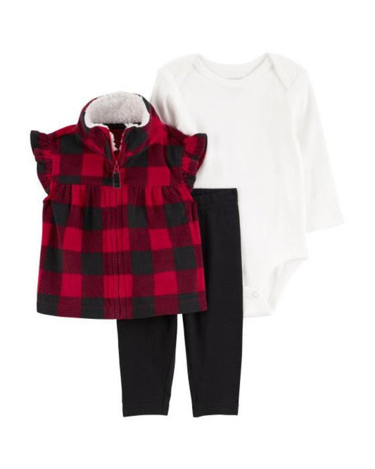 Carter's conjunto 3 piezas chaleco cuadros - Talla 6 meses