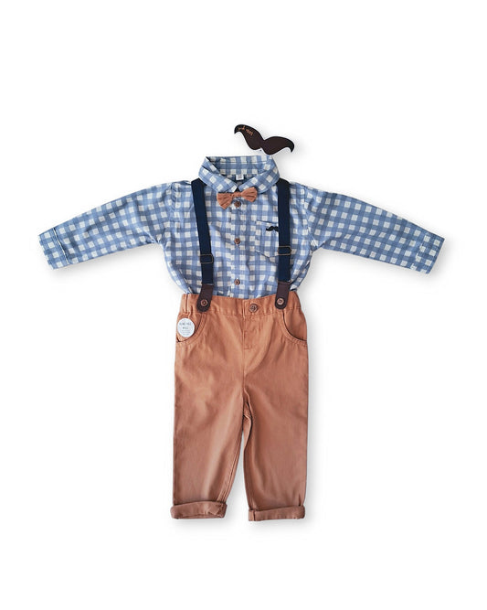 Little Gent conjunto pantalon camisa tirantes corbatin - Talla 6a12m 18a24m