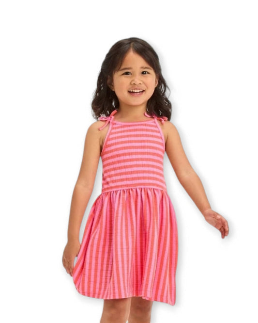 Cat & Jack vestido rosa rayas con calzón - Talla 12 meses