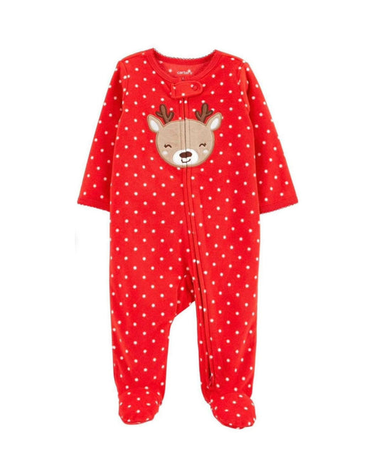 Carter's pijama roja reno puntos pie cerrado zipper - Talla 6 meses