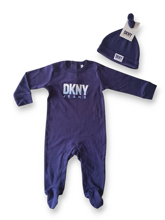 DKNY pijama azul con gorro - Talla 0a3m 6a9m