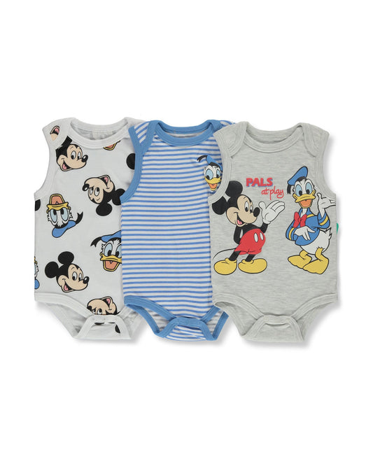 Disney Baby set 3 mamelucos sin manga Mickey & Donald - Talla 6a9m