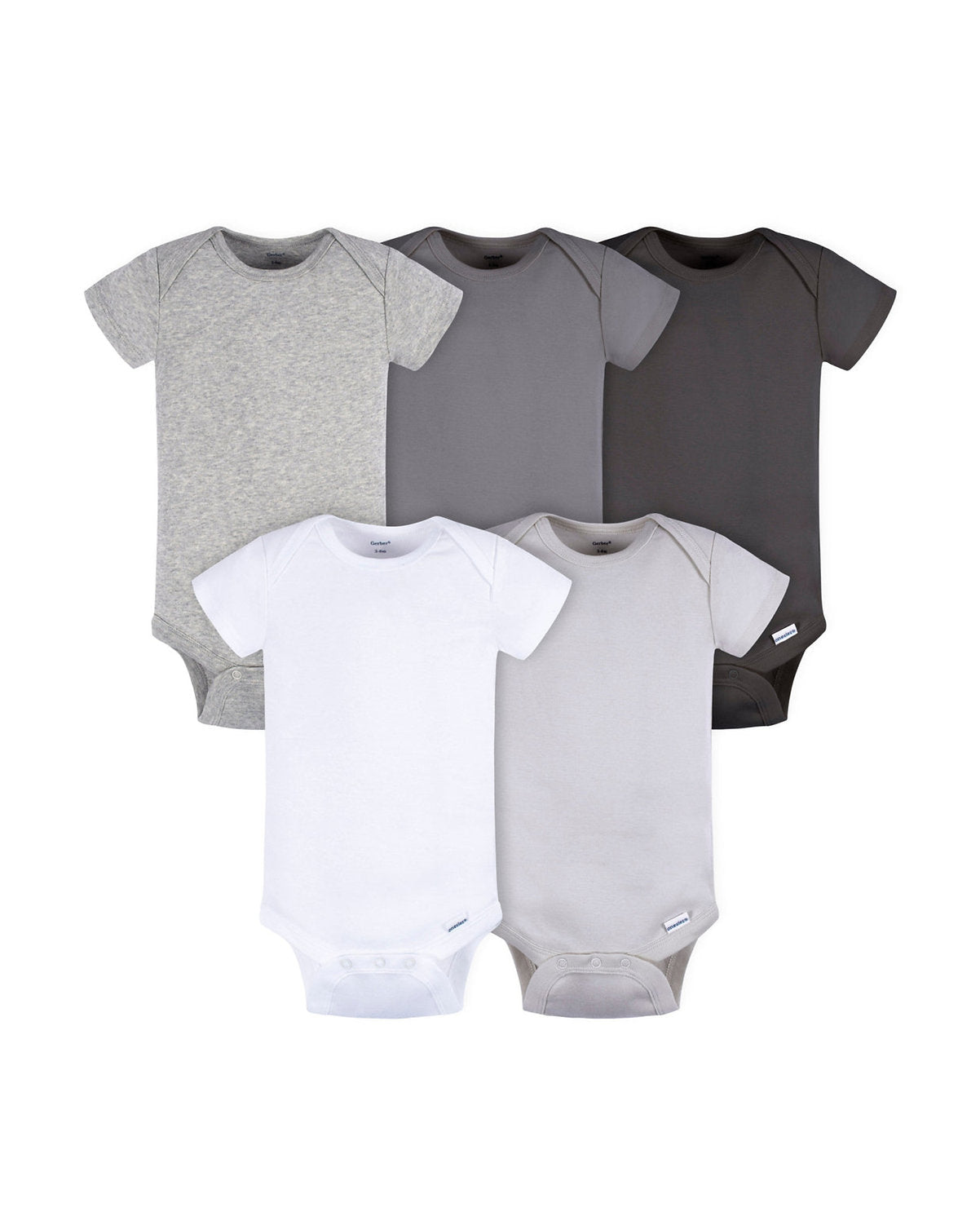 Gerber set 5 mamelucos manga corta gris - Talla 18 meses