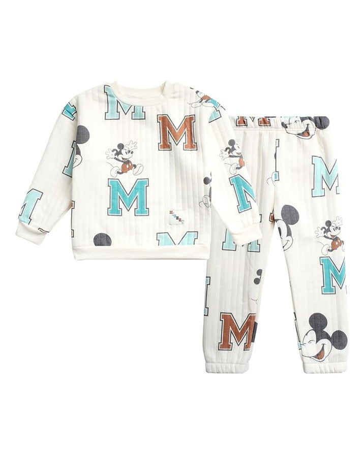 Mickey conjunto abrigo y jogger blanco letra M - Talla 4T