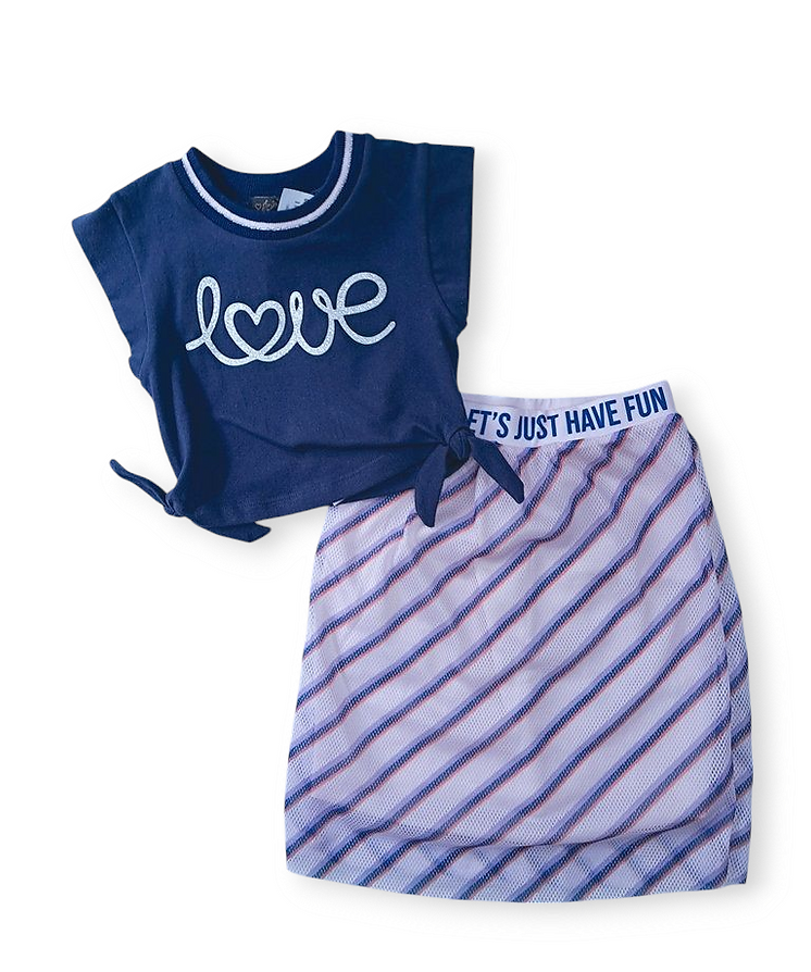 Infanti conjunto blusa love y falda larga - Talla 2T