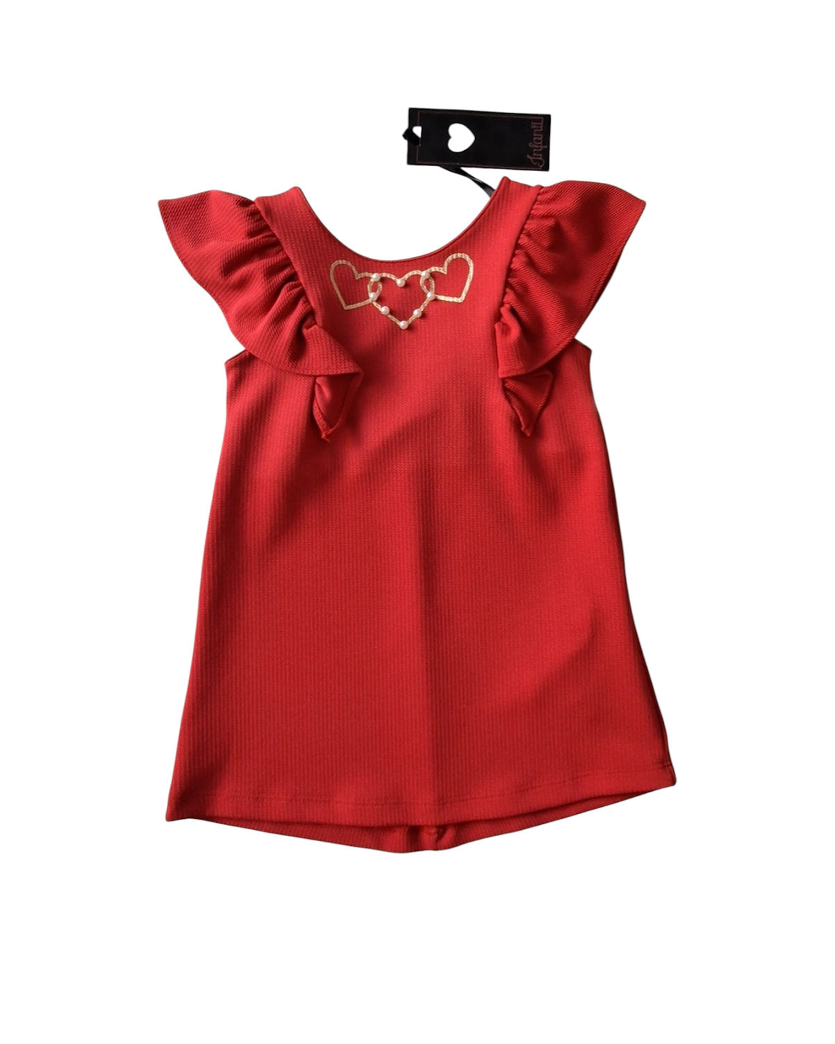 Infanti vestido rojo 3 corazones - Talla 2T