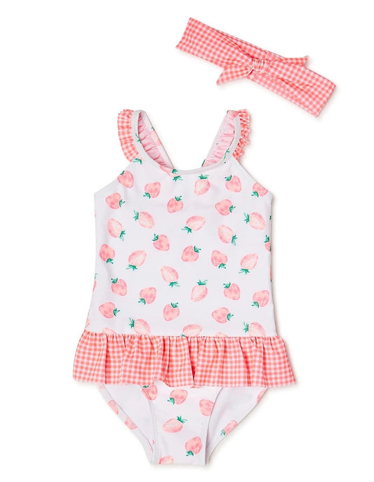 BMagical traje de baño fresas con diadema - Talla 5T
