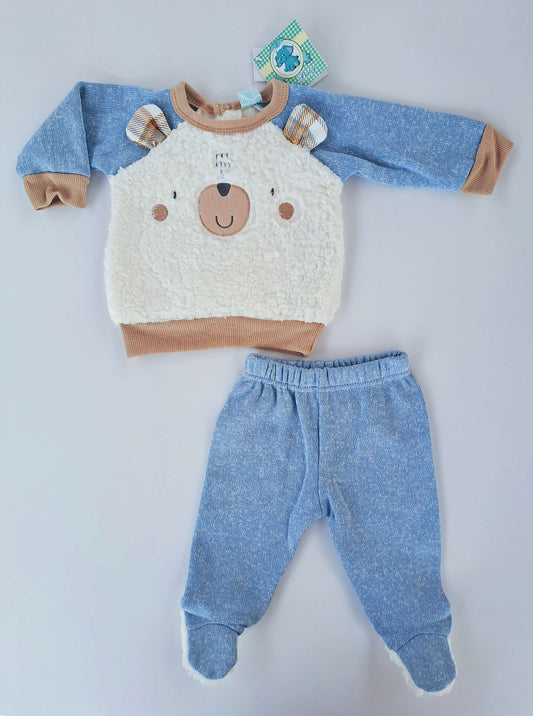Euro Baby conjunto sherpa oso - Talla 0a3m 3a6m
