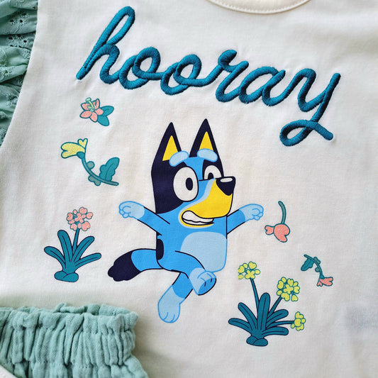 Bluey conjunto 2 piezas falda y blusa verde claro - Talla 2T