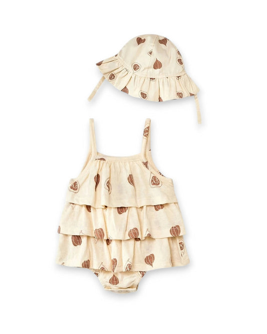Grayson Collective mameluco/vestido con sombrero higos - Talla 6a9 meses
