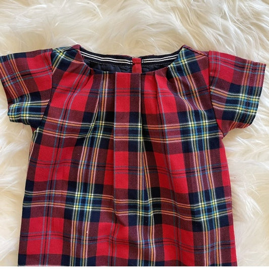 Nautica vestido cuadros rojo con calzón - Talla 24 meses