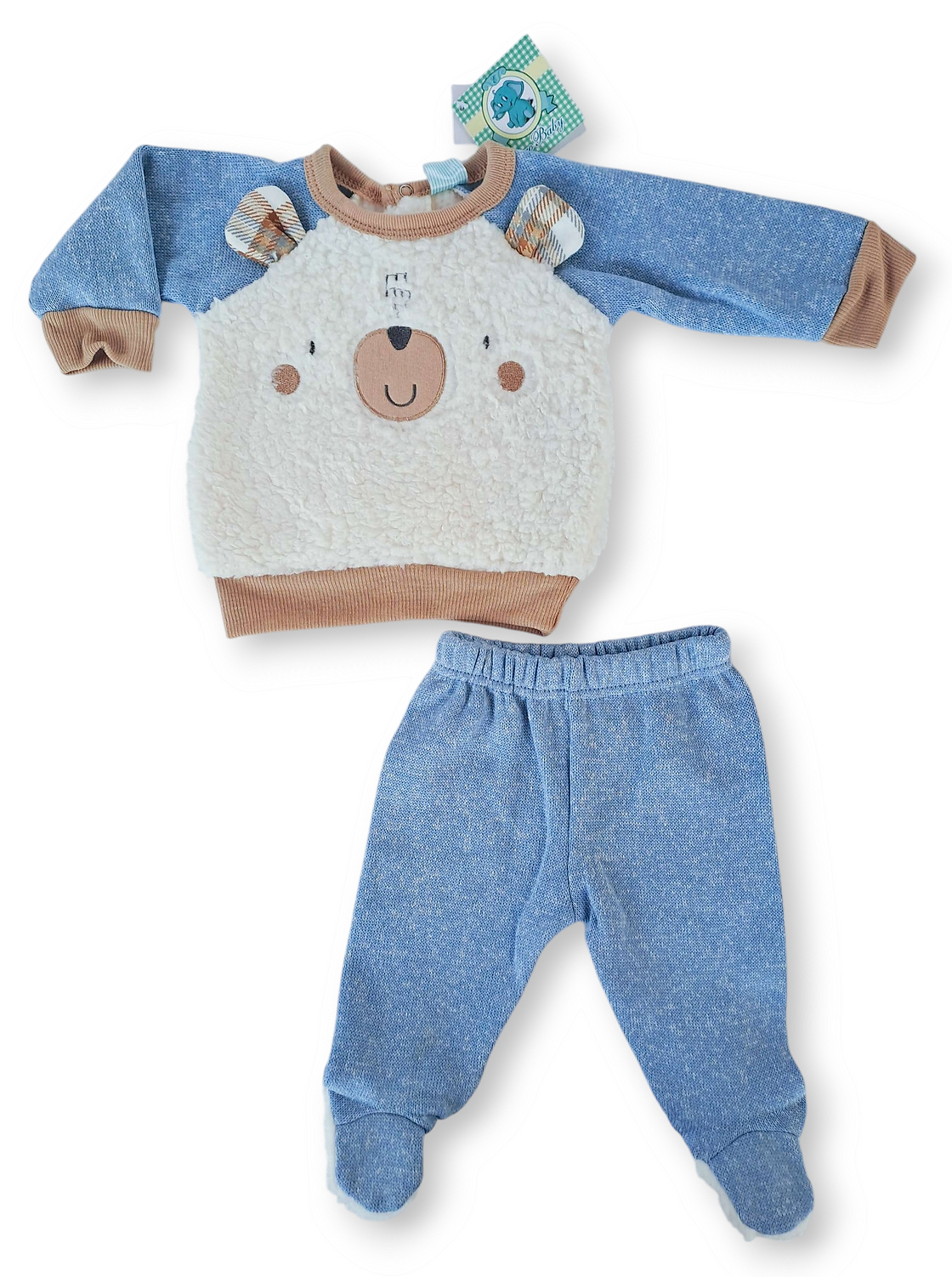 Euro Baby conjunto sherpa oso - Talla 0a3m 3a6m