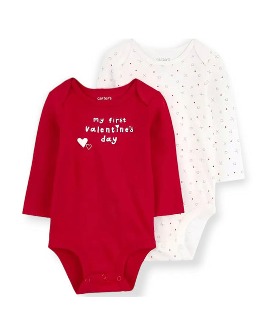 Carter's set 2 mamelucos manga larga First Valentine - Talla 3m 6m