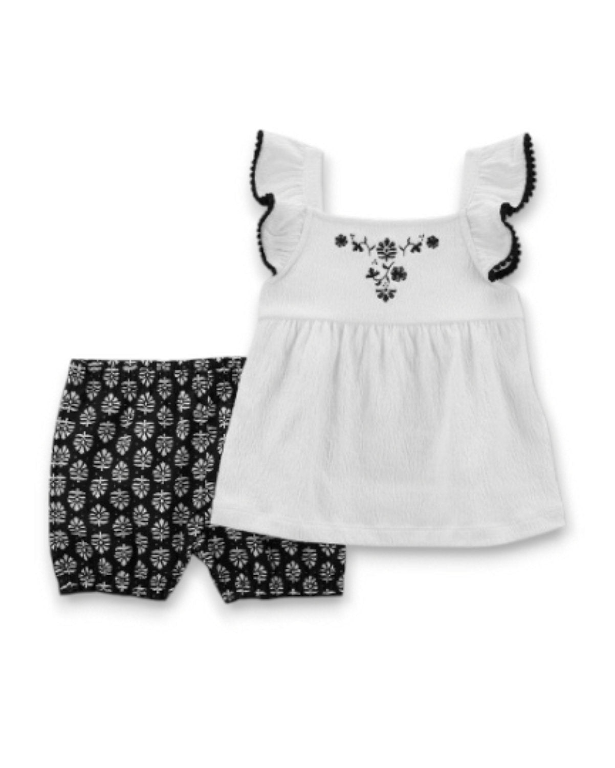 Carter's conjunto 2 piezas blusa blanca y short negro - Talla 18m
