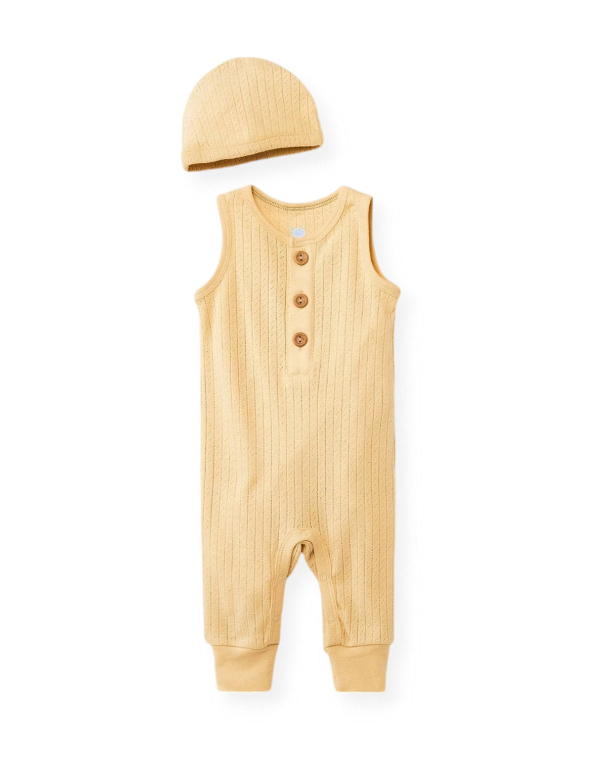 Cloud Island romper amarillo sin mangas y gorro botones - Talla 18m