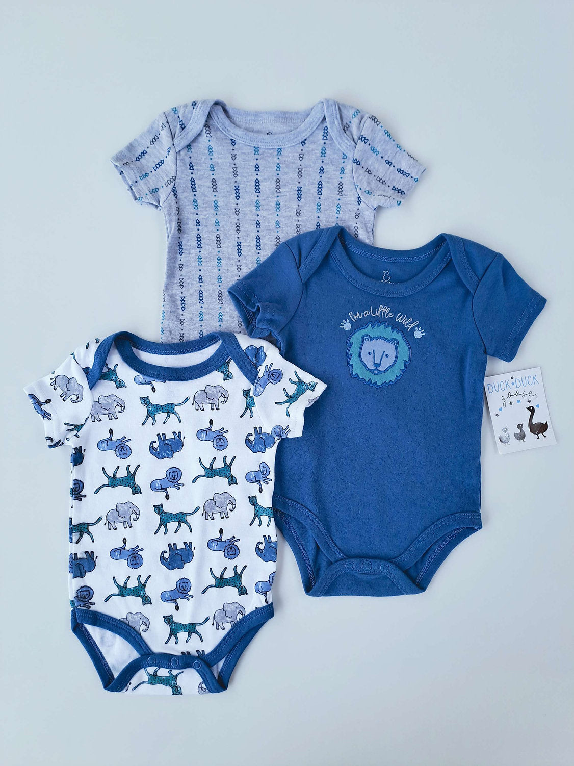 Duck Duck Goose set 3 mamelucos león - Talla 6a9 meses