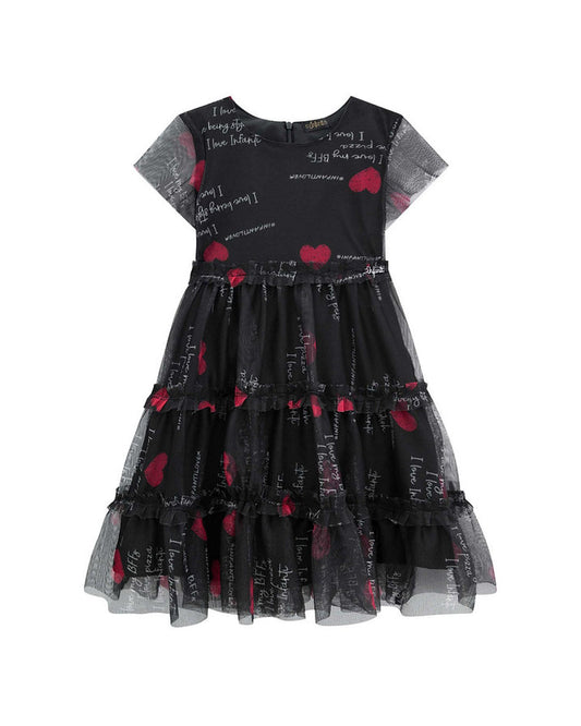 Infanti vestido negro corazones  - Talla 2T