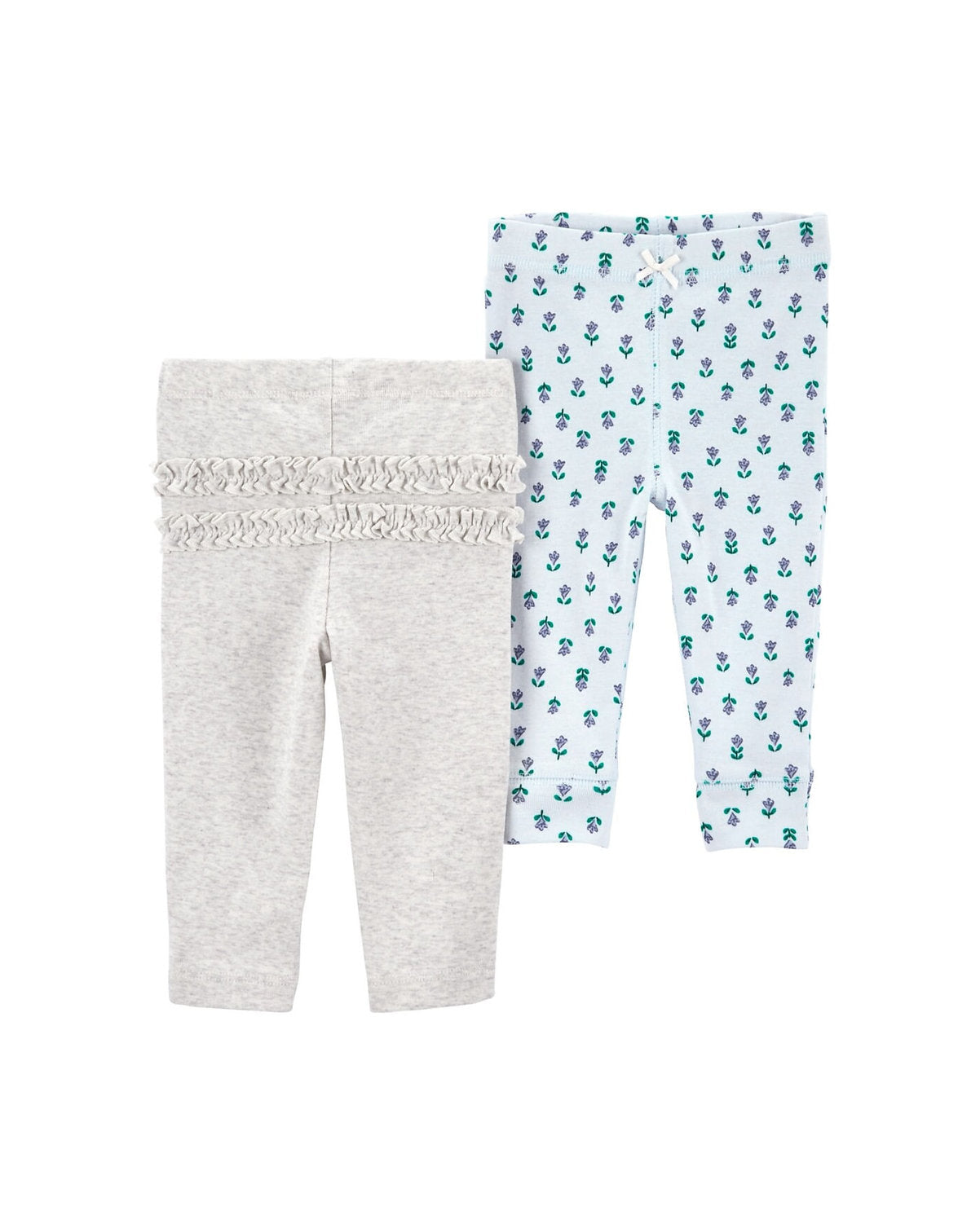 Carter's Set 2 pantalones gris celeste floreado - Talla 12m 18m