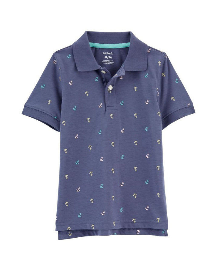 Carters polo azul manga corta anclas - Talla 2T