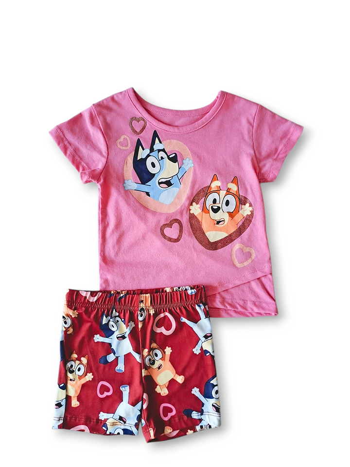Bluey conjunto short y camiseta rosa - Talla 2T