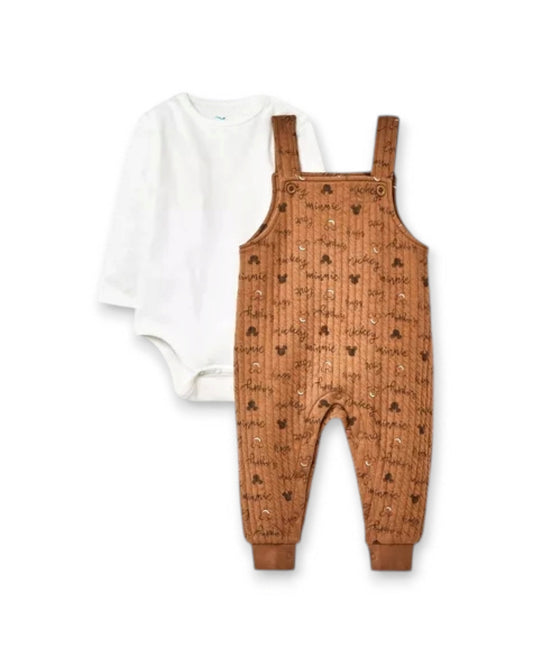 Mickey Mouse set 2 piezas mameluco manga larga y jumpsuit - Talla 12m - 18m