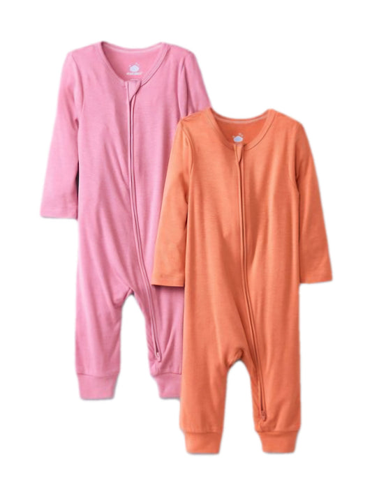 Cloud Island set 2 pijamas doble zipper pie abierto tela modal - Talla 0a3m 12m